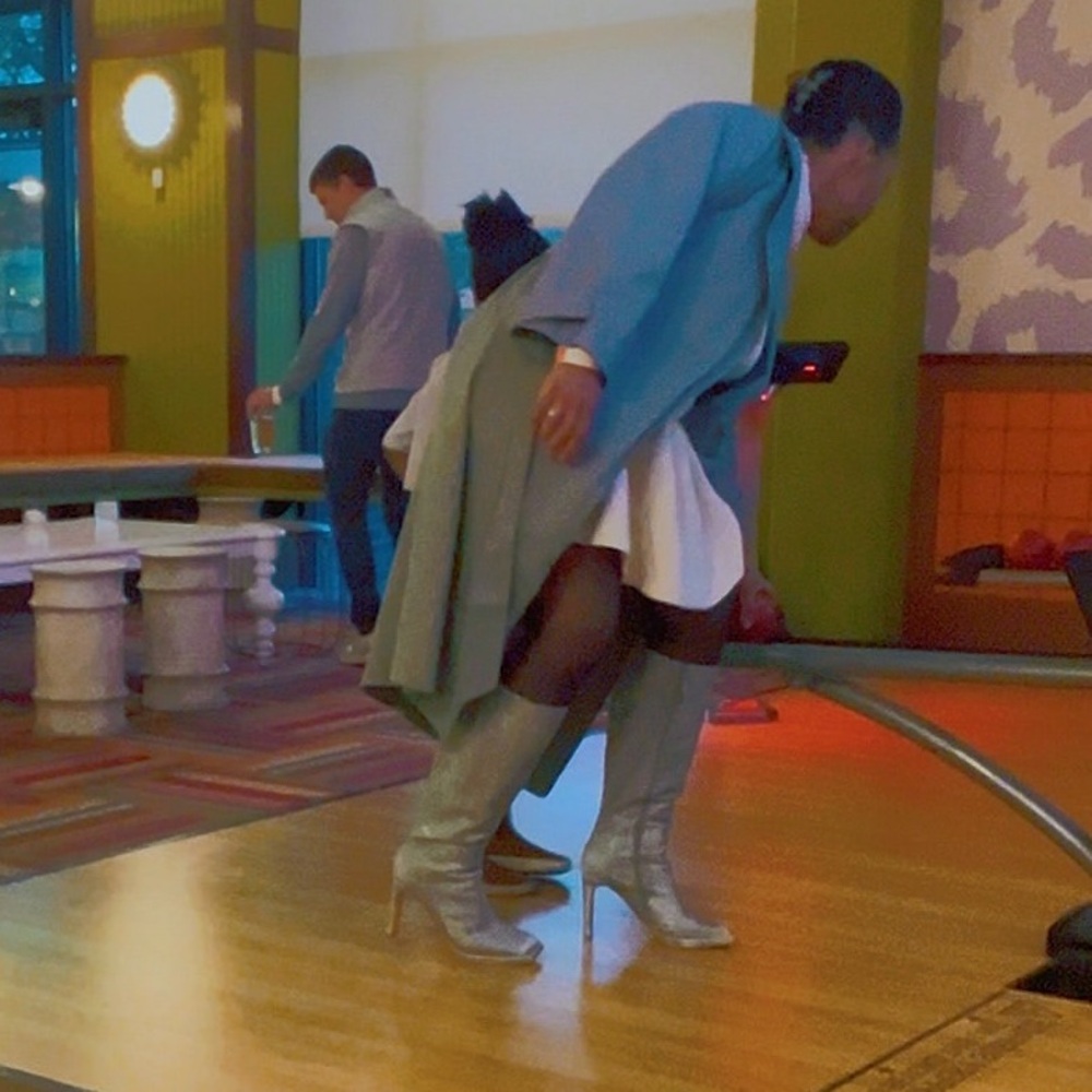 New🪩✨Han Burnished Grey Square-toe Heeled Boots - Picture 8 of 10